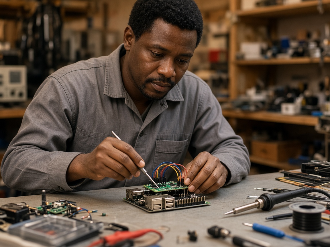 Engineer assembling an embedded board