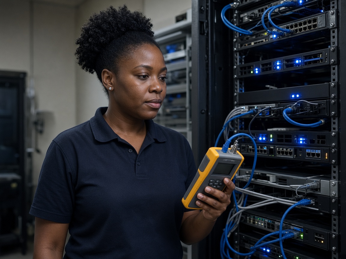 Engineer working at a server rack